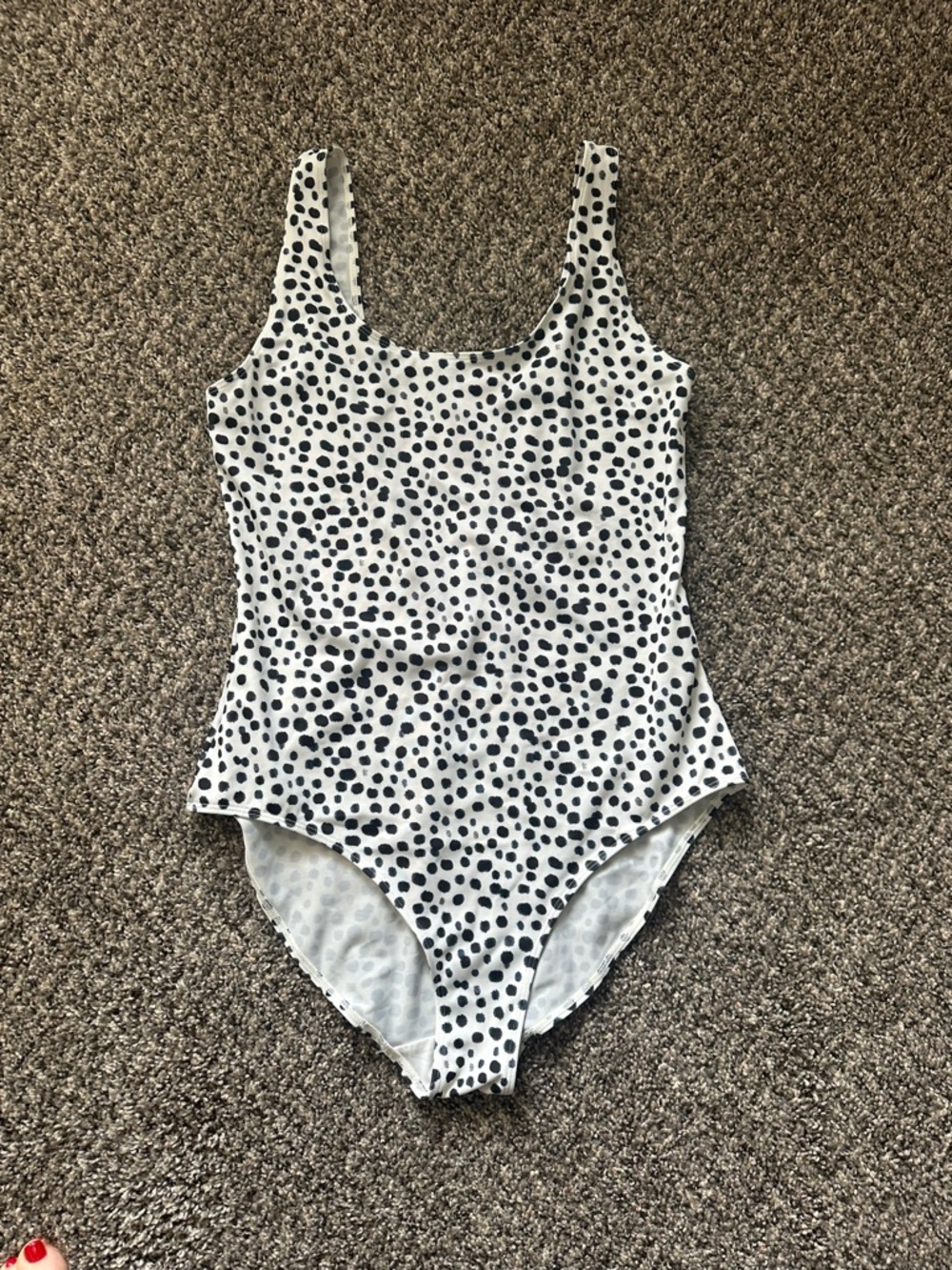 ASOS White One-Piece Swimsuit with Black Polka Dots